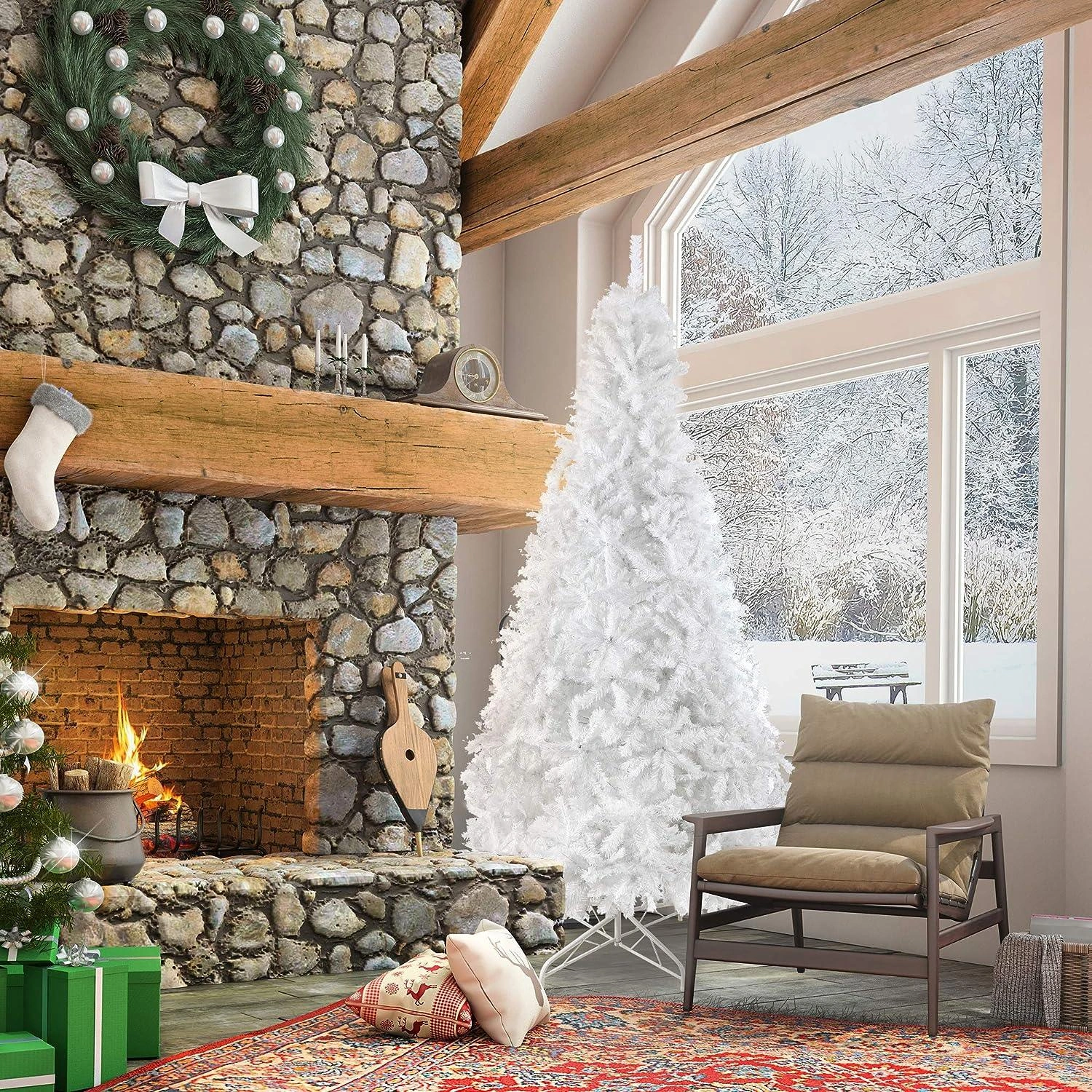 Festive 10ft Christmas Tree with Realistic Tips & Metal Stand