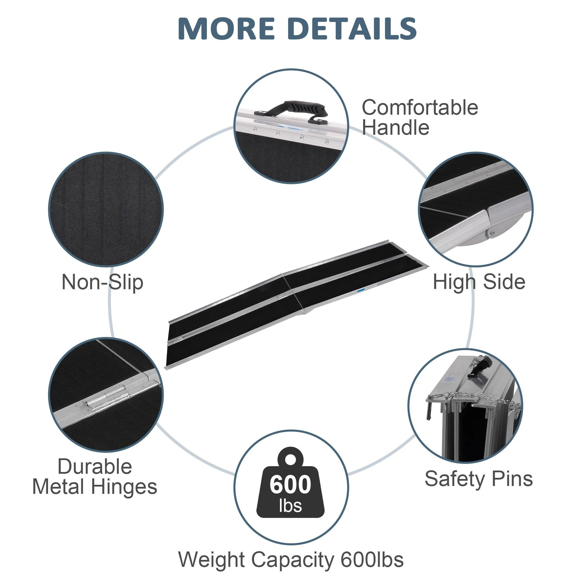 Smooth Ride Ramp: 10ft Folding Aluminum Mobility Ramp with Handle.